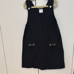 Navy Sleeveless Dress with Gold Accents